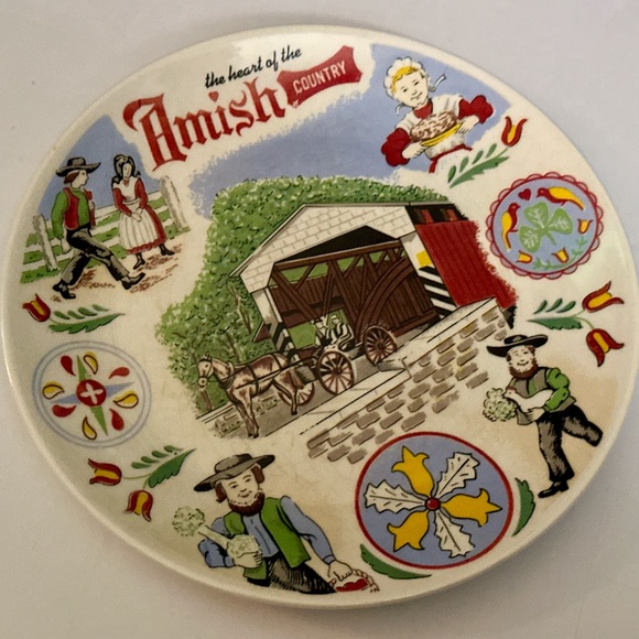 Vintage Amish Folk Art Plate, Collectible & Rustic Home Decor, Good Condition - Picture 5 of 14